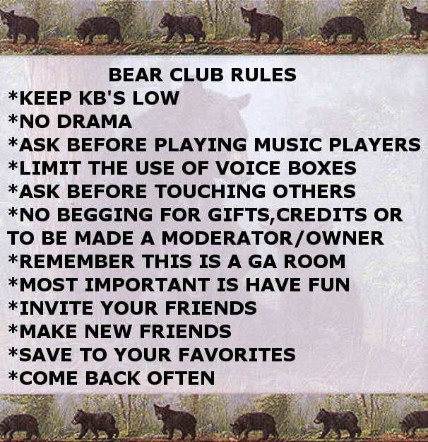 BEAR CLUB RULES REVISED