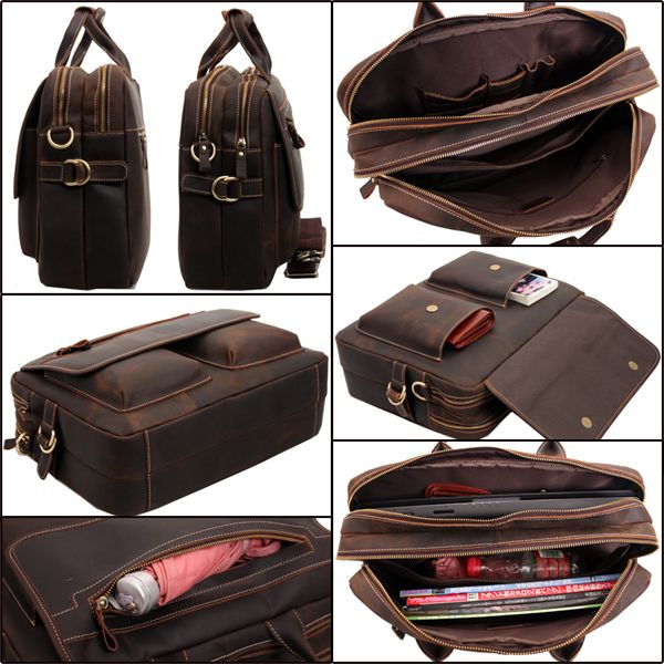 mens leather briefcase with shoulder strap