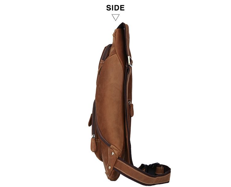 Mens Genuine Leather Sling Pack Shoulder Bag Sport Travel Cross Chest
