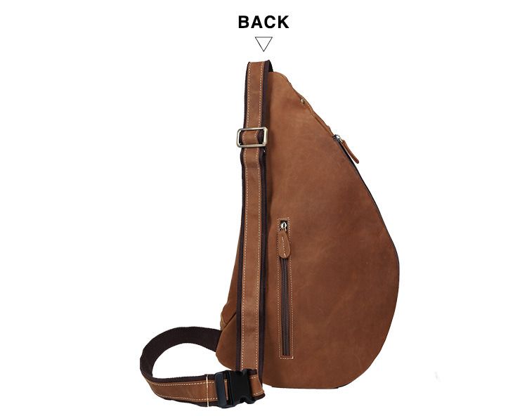 Mens Genuine Leather Sling Pack Shoulder Bag Sport Travel Cross Chest