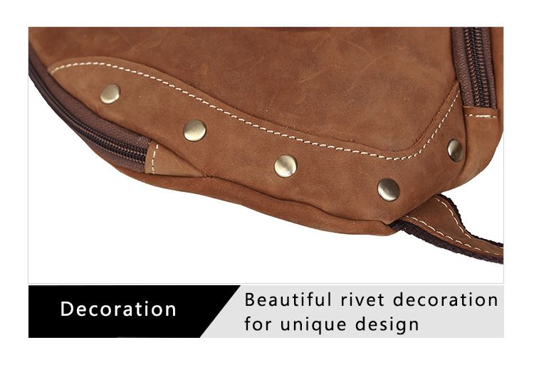 Mens Genuine Leather Sling Pack Shoulder Bag Sport Travel Cross Chest