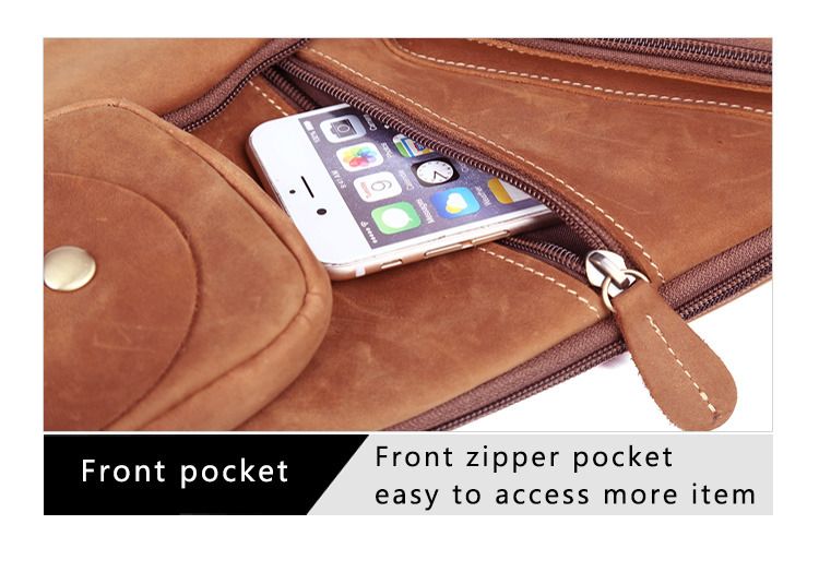 Mens Genuine Leather Sling Pack Shoulder Bag Sport Travel Cross Chest