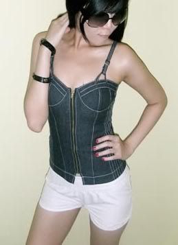 Guess Dark Denim Corset Top Pictures, Images and Photos