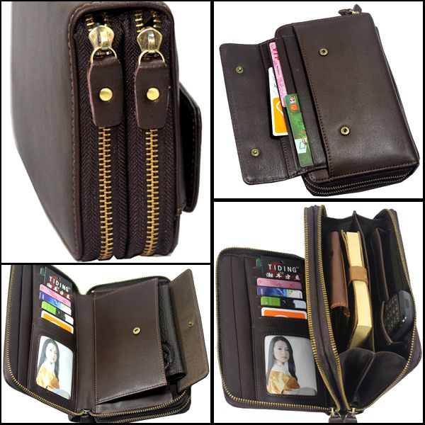 Leather Clutch Bag Business Card Holder Wrist Briefcase  