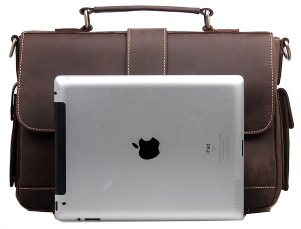 Durable High Quality Hard Leather Man's 13'' Laptop Case Briefcase Messenger Bag