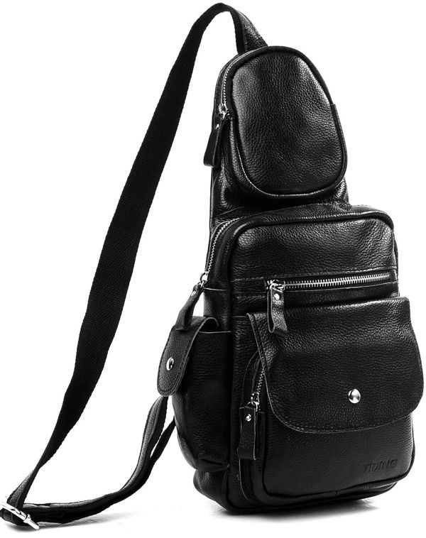 Vintage Men’s Genuine Leather Shoulder Chest Sling Bags Backpack ...