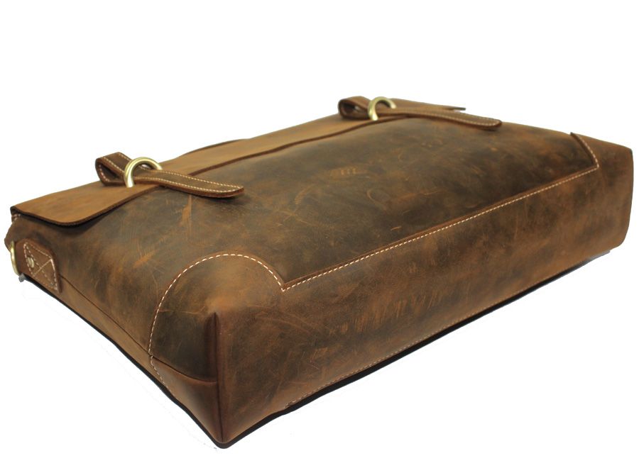 Mens Real Leather Attache Briefcases Shoulder Laptop Bag Business Case 