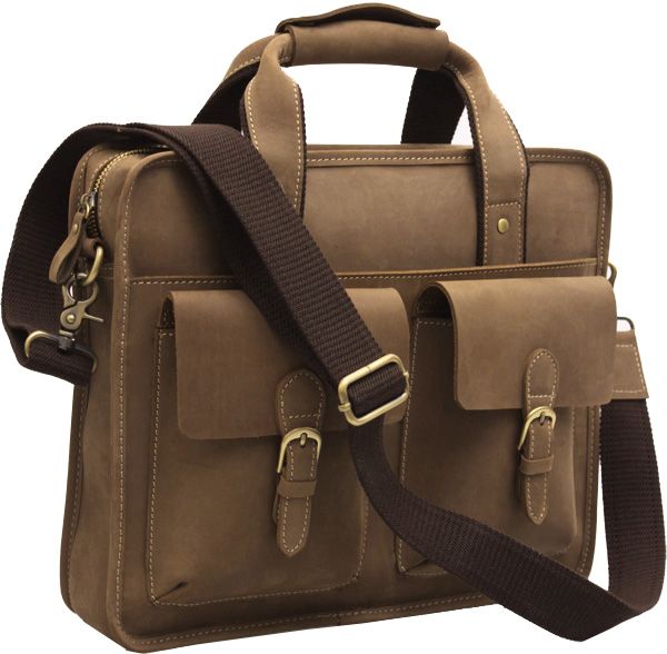 Genuine Brown Leather Man's 13.3'' Laptop Case Briefcase Satchel ...
