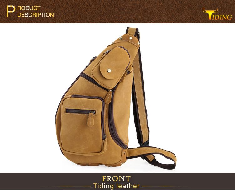 Mens Genuine Leather Sling Pack Shoulder Bag Sport Travel Cross Chest