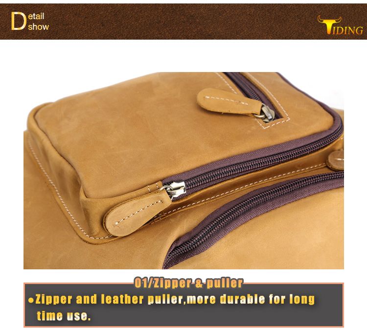 Mens Genuine Leather Sling Pack Shoulder Bag Sport Travel Cross Chest