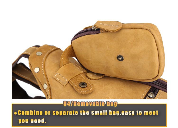 Mens Genuine Leather Sling Pack Shoulder Bag Sport Travel Cross Chest